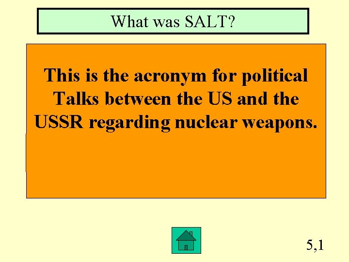 What was SALT? This is the acronym for political Talks between the US and