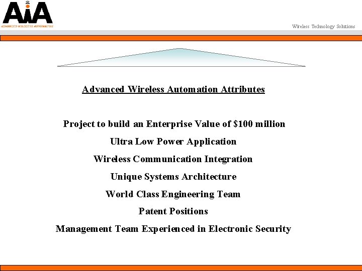 Wireless Technology Solutions Advanced Wireless Automation Attributes Project to build an Enterprise Value of