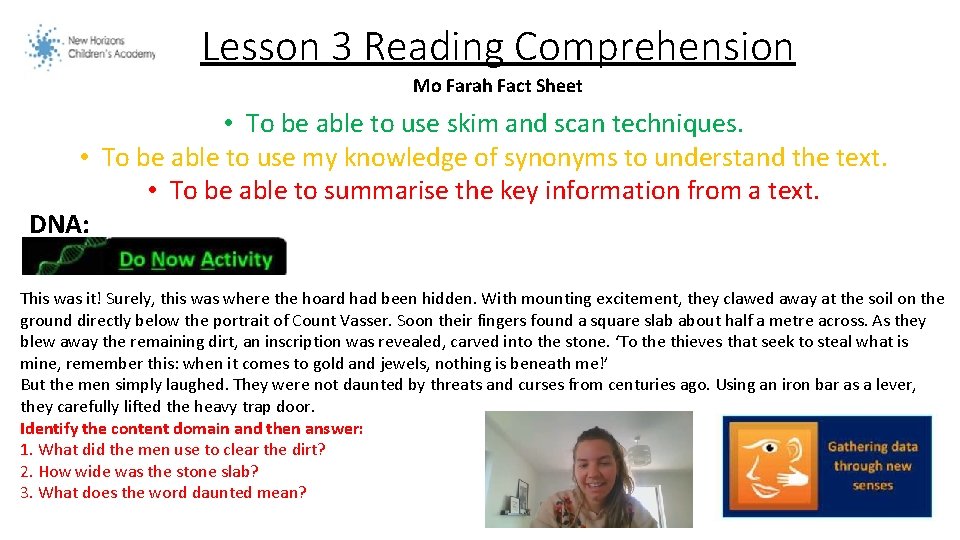 Lesson 3 Reading Comprehension Mo Farah Fact Sheet