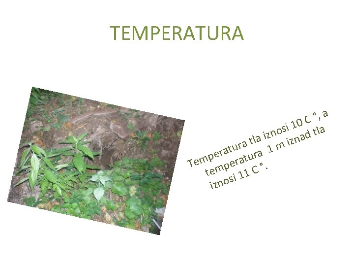 TEMPERATURA °, a C 0 1 i s la o t n z d