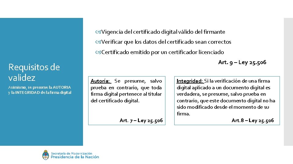  Vigencia del certificado digital válido del firmante Verificar que los datos del certificado