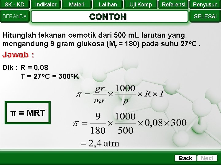 SK - KD Indikator Materi BERANDA Latihan Uji Komp Referensi CONTOH Penyusun SELESAI Hitunglah