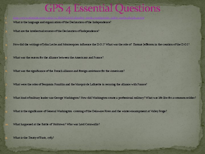 GPS 4 Essential Questions 1. http: //www. youtube. com/watch? v=Y 6 ik. O 6