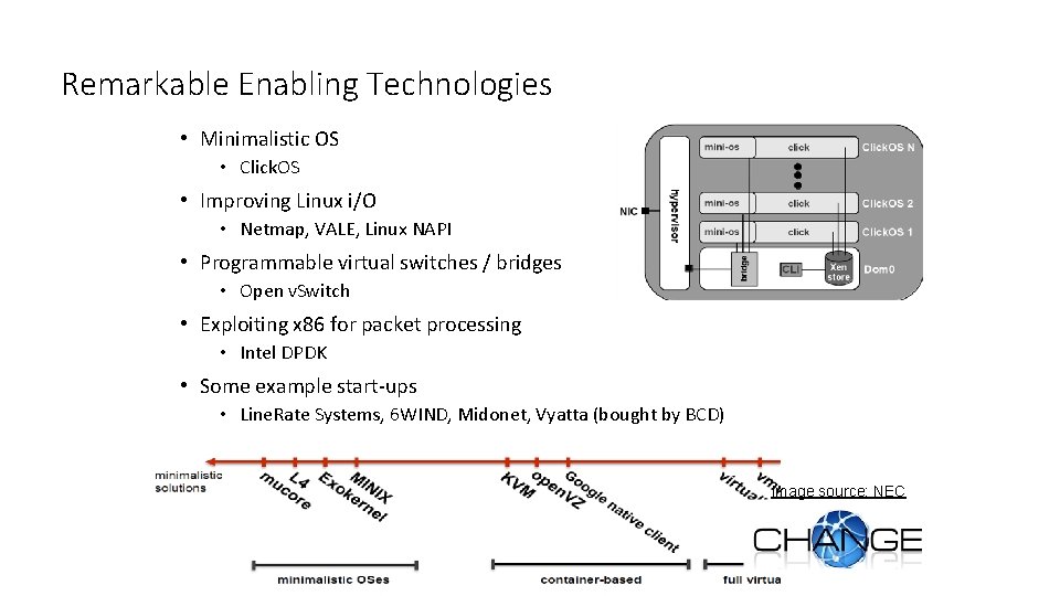 Remarkable Enabling Technologies • Minimalistic OS • Click. OS • Improving Linux i/O •