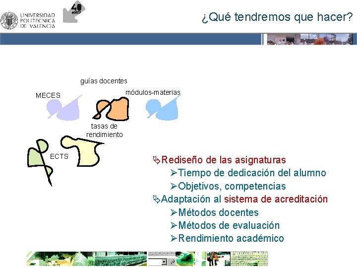 ¿Qué tendremos que hacer? guías docentes módulos-materias MECES tasas de rendimiento ECTS ÄRediseño de