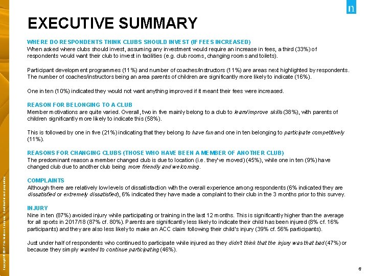 EXECUTIVE SUMMARY WHERE DO RESPONDENTS THINK CLUBS SHOULD INVEST (IF FEES INCREASED) When asked