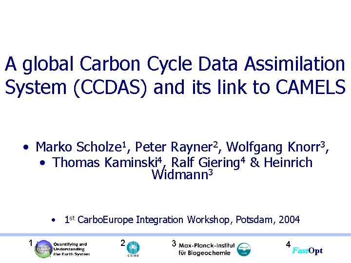 A global Carbon Cycle Data Assimilation System (CCDAS) and its link to CAMELS •