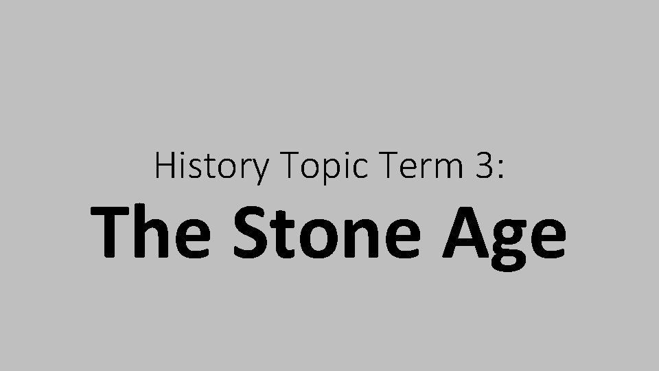 History Topic Term 3: The Stone Age 