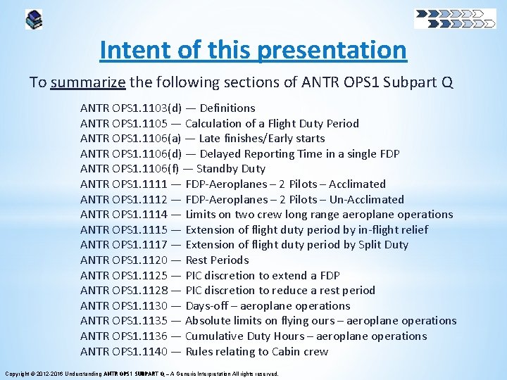 ANTR OPS 1 SUBPART Q A Generic Interpretation
