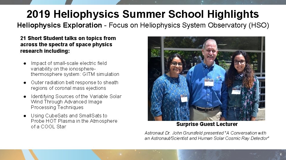 2019 Heliophysics Summer School Highlights Heliophysics Exploration - Focus on Heliophysics System Observatory (HSO)