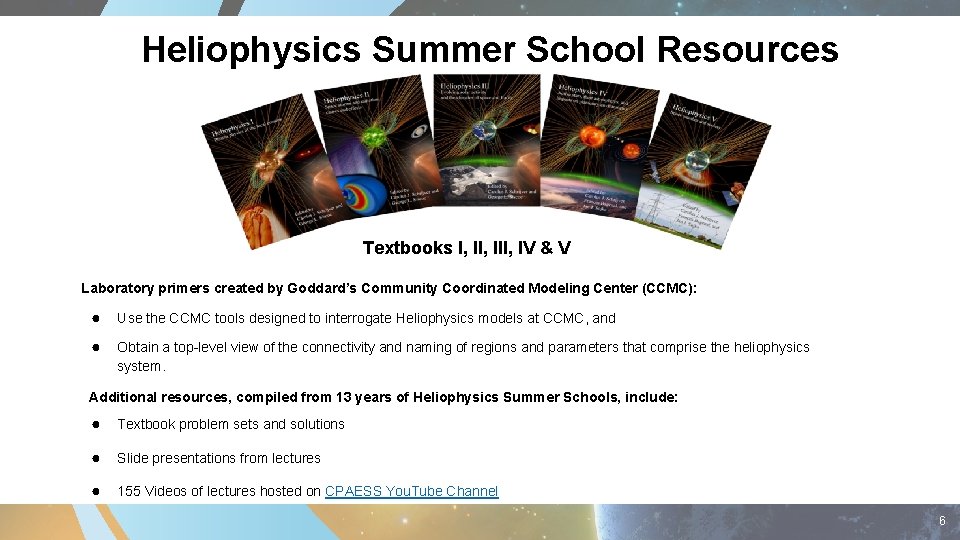 Heliophysics Summer School Resources Textbooks I, III, IV & V Laboratory primers created by