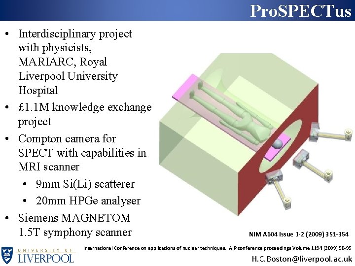 Pro. SPECTus • Interdisciplinary project with physicists, MARIARC, Royal Liverpool University Hospital • £