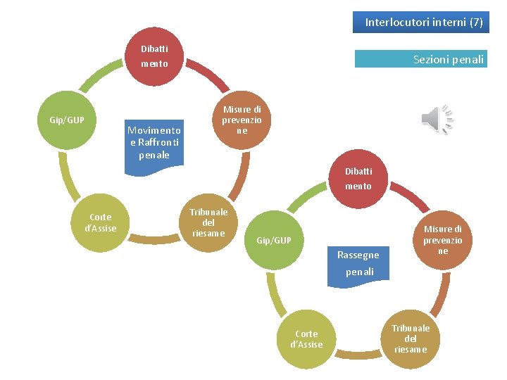 Interlocutori interni (7) Dibatti Sezioni penali mento Gip/GUP Movimento e Raffronti penale Misure di