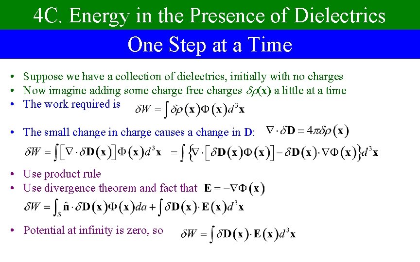 4 C. Energy in the Presence of Dielectrics One Step at a Time •