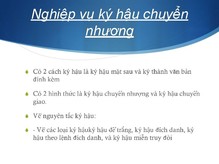 Nghiệp vụ ký hậu chuyển nhượng 