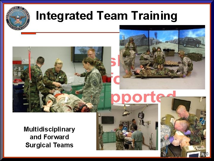 Integrated Team Training Multidisciplinary and Forward Surgical Teams 20 Integrated Team Training Multidisciplinary and Forward Surgical Teams 20