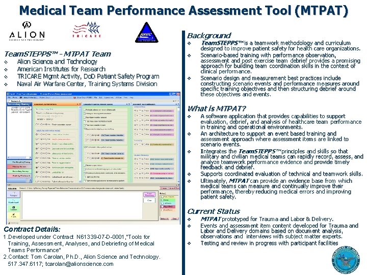 Medical Team Performance Assessment Tool (MTPAT) Background v Team. STEPPS™ - MTPAT Team v Medical Team Performance Assessment Tool (MTPAT) Background v Team. STEPPS™ - MTPAT Team v