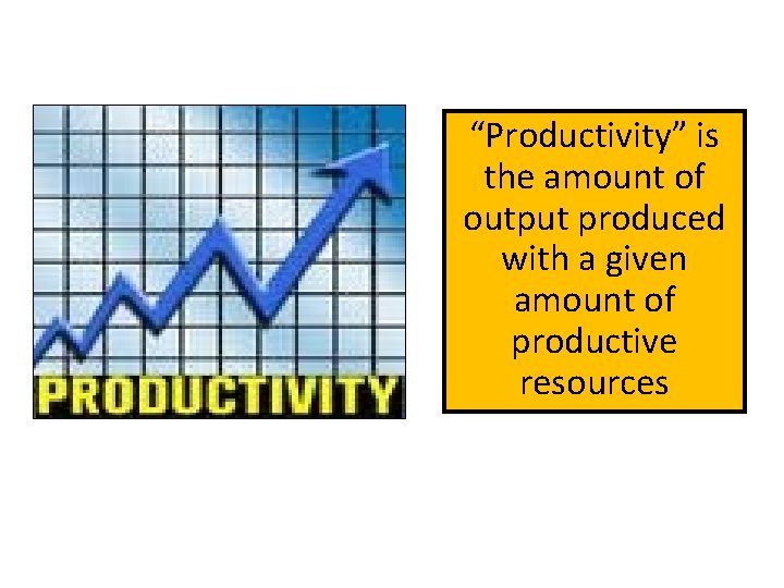 “Productivity” is the amount of output produced with a given amount of productive resources