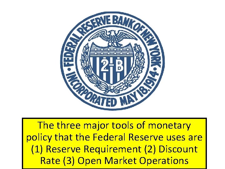 The three major tools of monetary policy that the Federal Reserve uses are (1)