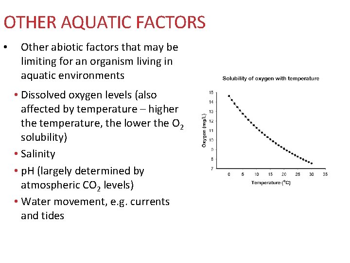 OTHER AQUATIC FACTORS • Other abiotic factors that may be limiting for an organism OTHER AQUATIC FACTORS • Other abiotic factors that may be limiting for an organism