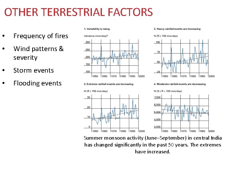 OTHER TERRESTRIAL FACTORS • Frequency of fires • Wind patterns & severity • Storm OTHER TERRESTRIAL FACTORS • Frequency of fires • Wind patterns & severity • Storm