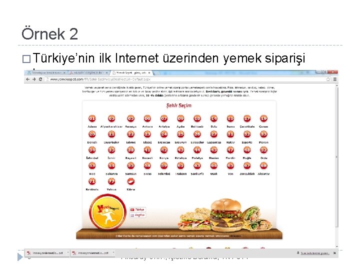 Örnek 2 � Türkiye’nin ilk Internet üzerinden yemek siparişi kapısı 9 Aksaray Üniv. ,