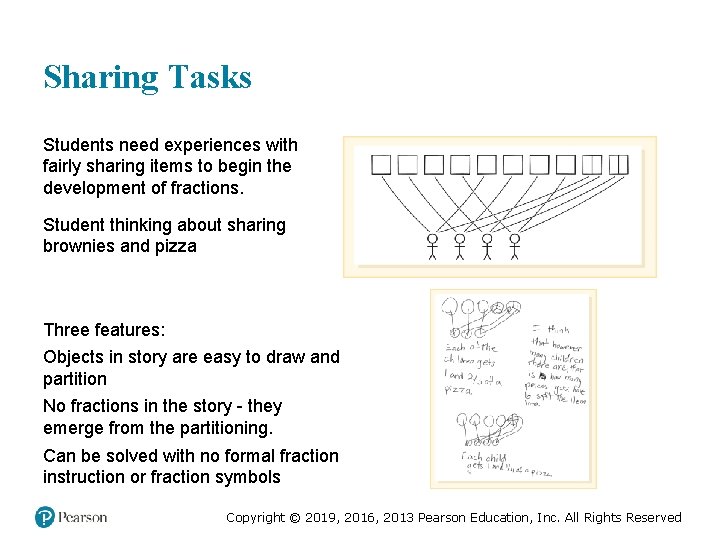 Sharing Tasks Students need experiences with fairly sharing items to begin the development of