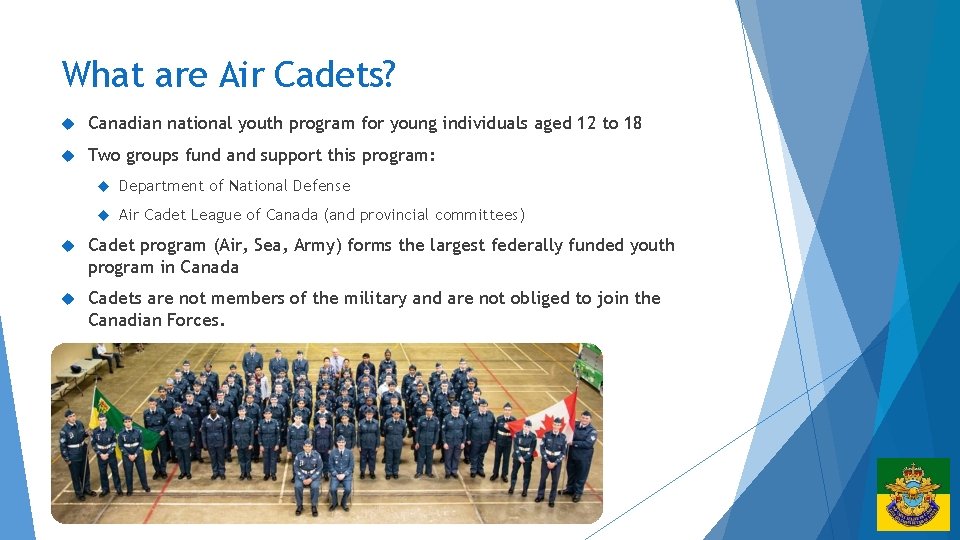 What are Air Cadets? Canadian national youth program for young individuals aged 12 to