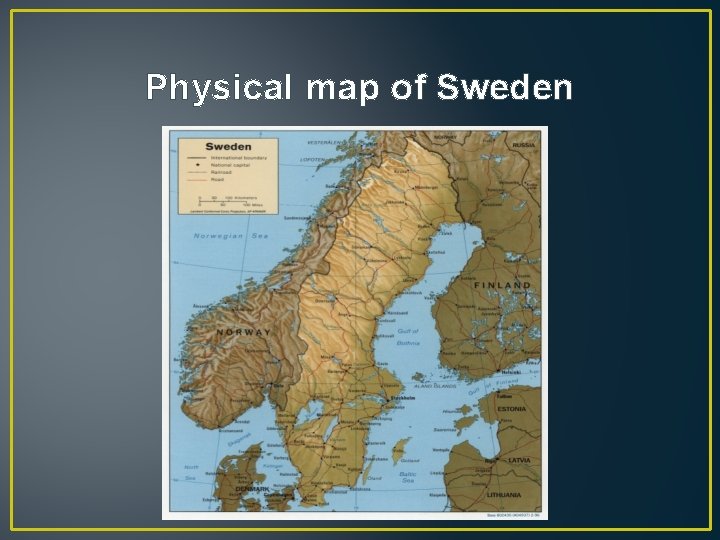 Physical map of Sweden 
