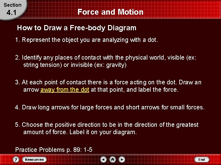 Section 4. 1 Force and Motion How to Draw a Free-body Diagram 1. Represent