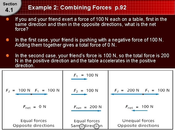 Section 4. 1 Example 2: Combining Forces p. 92 If you and your friend