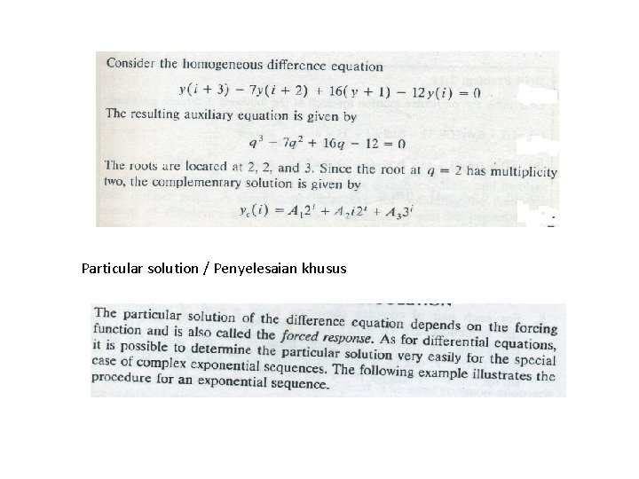 Particular solution / Penyelesaian khusus 