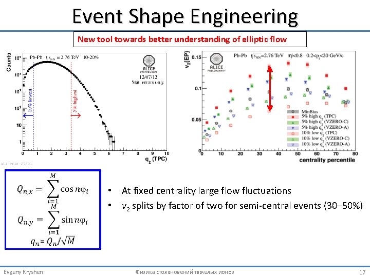 Event Shape Engineering New tool towards better understanding of elliptic flow • At fixed