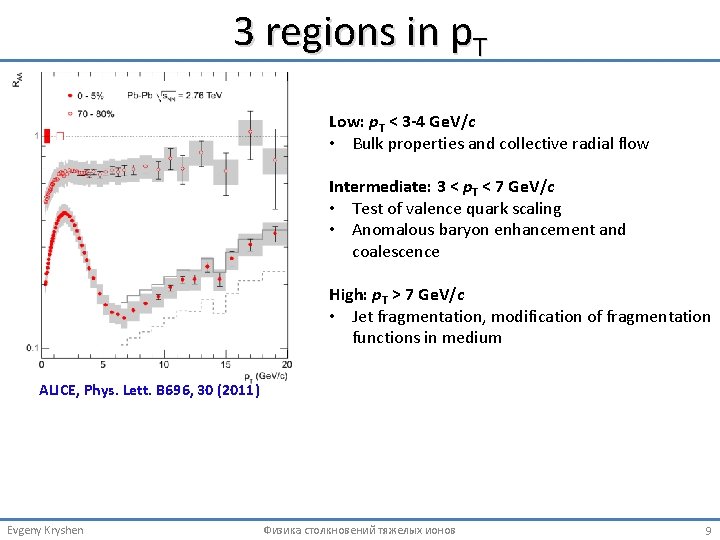 3 regions in p. T Low: p. T < 3 -4 Ge. V/c •