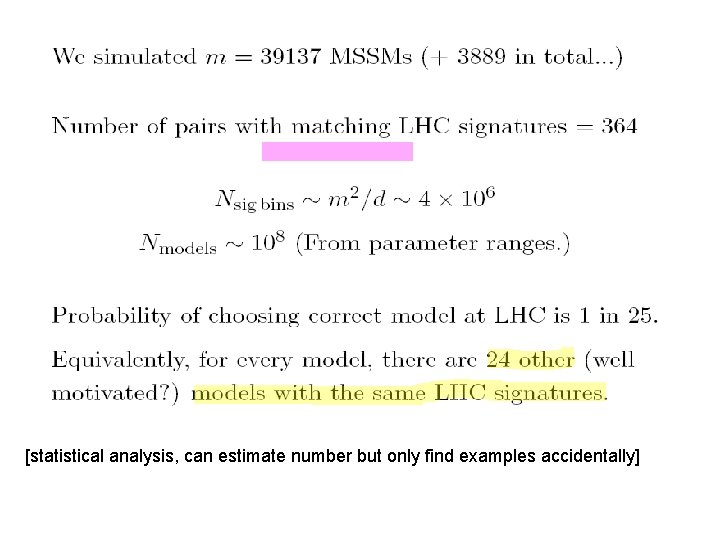 [statistical analysis, can estimate number but only find examples accidentally] 