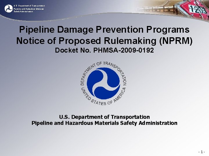 U S Department of Transportation Pipeline and Hazardous