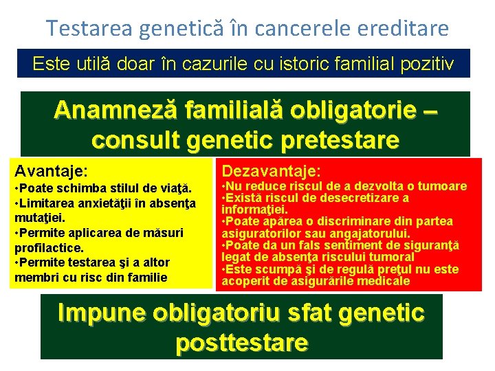 Testarea genetică în cancerele ereditare Este utilă doar în cazurile cu istoric familial pozitiv