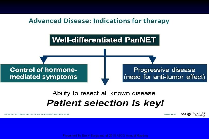 Advanced Disease: Indications for therapy Presented By Emily Bergsland at 2015 ASCO Annual Meeting