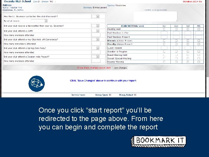 Once you click “start report” you’ll be redirected to the page above. From here