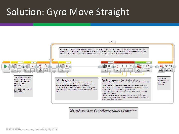 Solution: Gyro Move Straight © 2019 EV 3 Lessons. com, Last edit 1/28/2019 