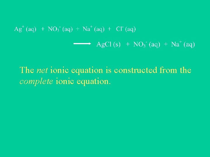 The net ionic equation is constructed from the complete ionic equation. 