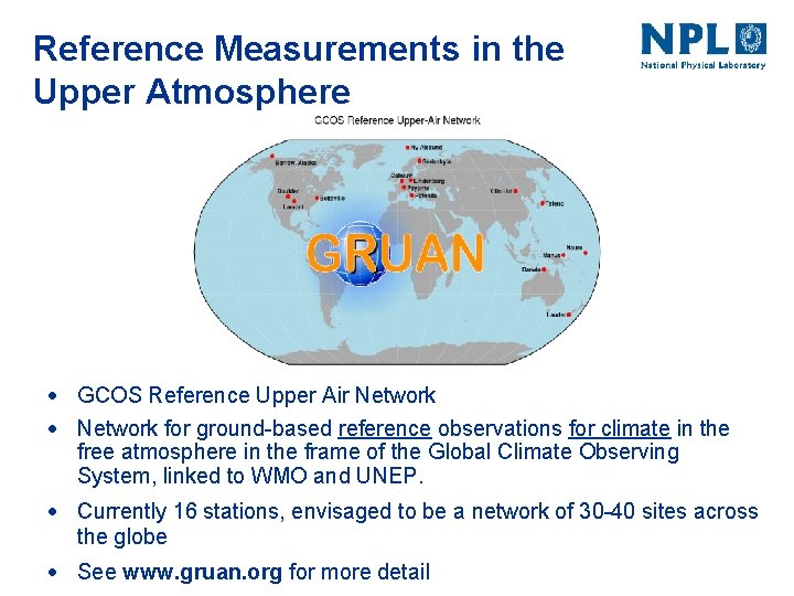 Reference Measurements in the Upper Atmosphere · GCOS Reference Upper Air Network · Network