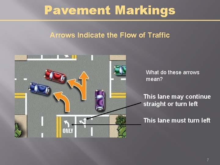 Pavement Markings Arrows Indicate the Flow of Traffic What do these arrows mean? This