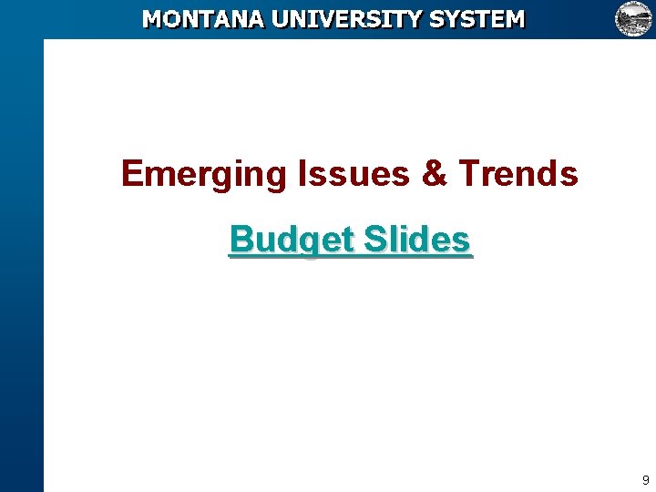 Emerging Issues & Trends Budget Slides 9 