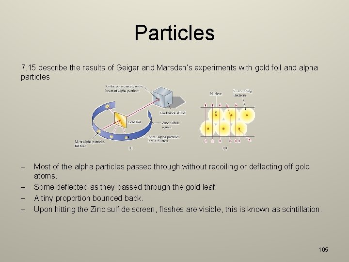 Particles 7. 15 describe the results of Geiger and Marsden’s experiments with gold foil