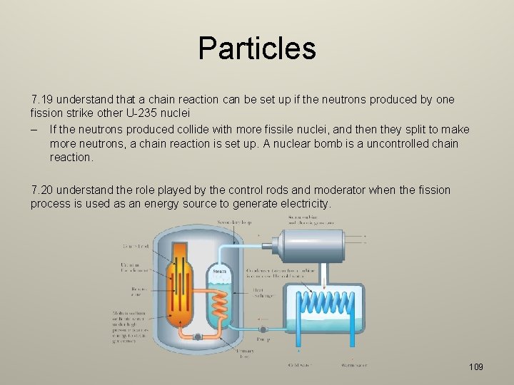 Particles 7. 19 understand that a chain reaction can be set up if the