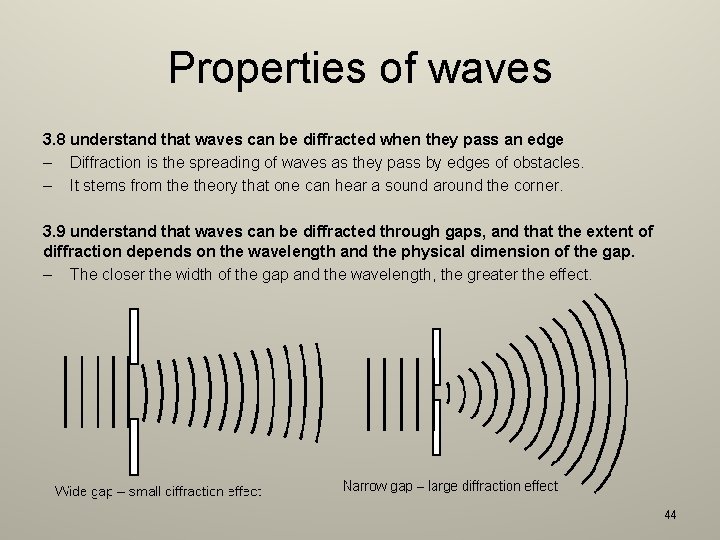 Properties of waves 3. 8 understand that waves can be diffracted when they pass