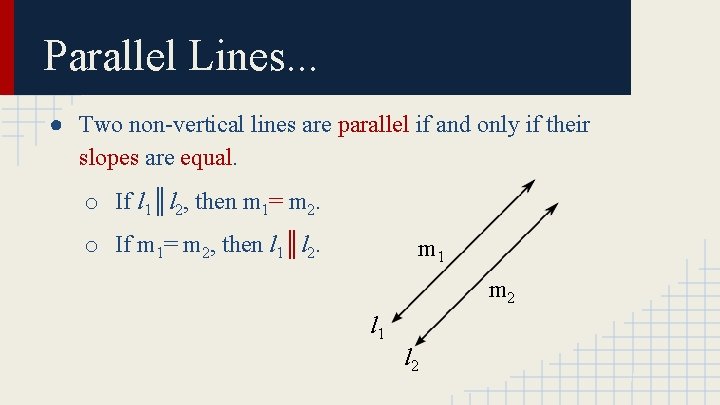 Parallel Lines. . . ● Two non-vertical lines are parallel if and only if