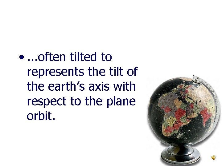  • . . . often tilted to represents the tilt of the earth’s
