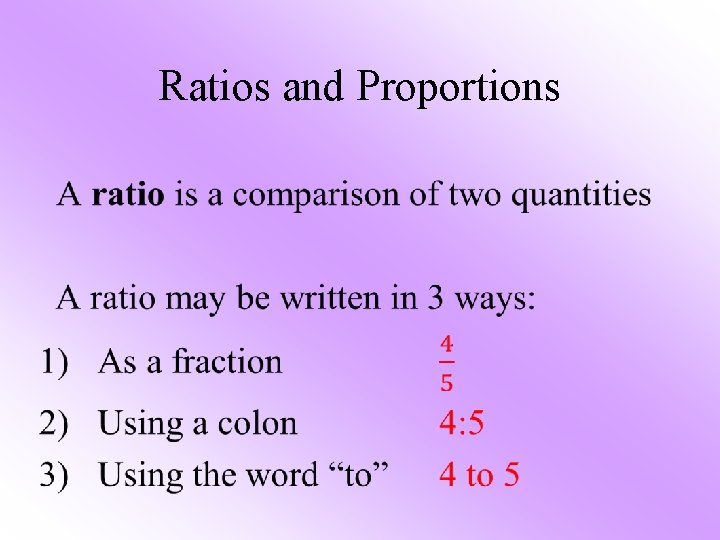 Ratios and Proportions • 